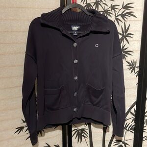 Chase Bank navy cardigan